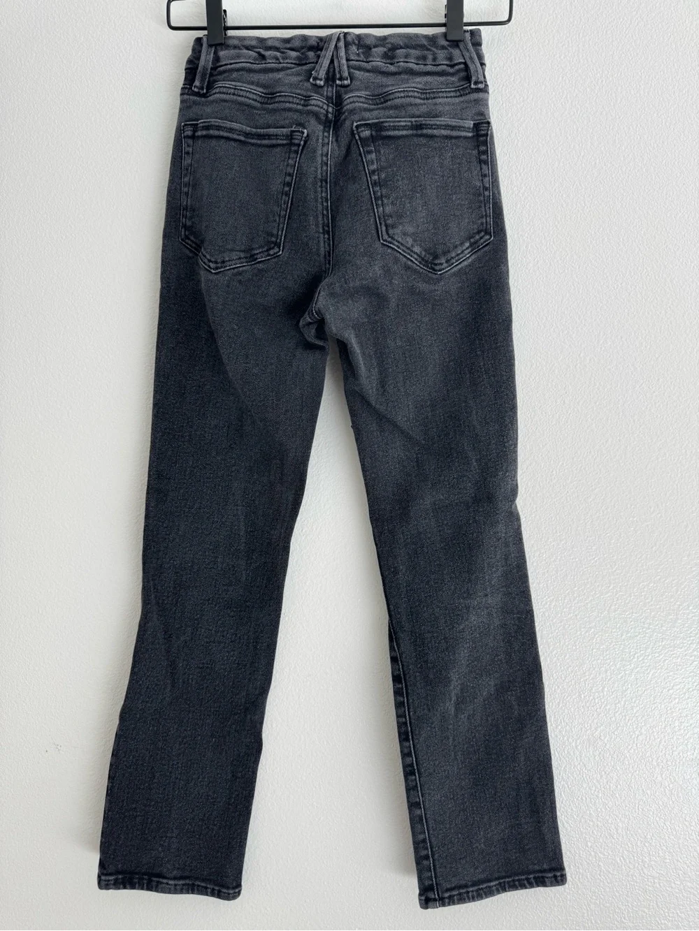 Good American Black Straight-Leg High-Rise Jeans